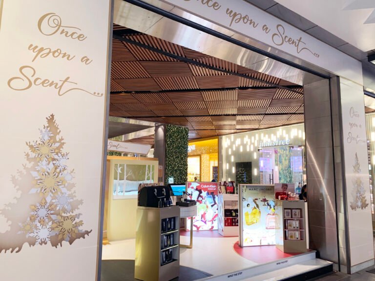 Coty retail POS display with custom joinery elements